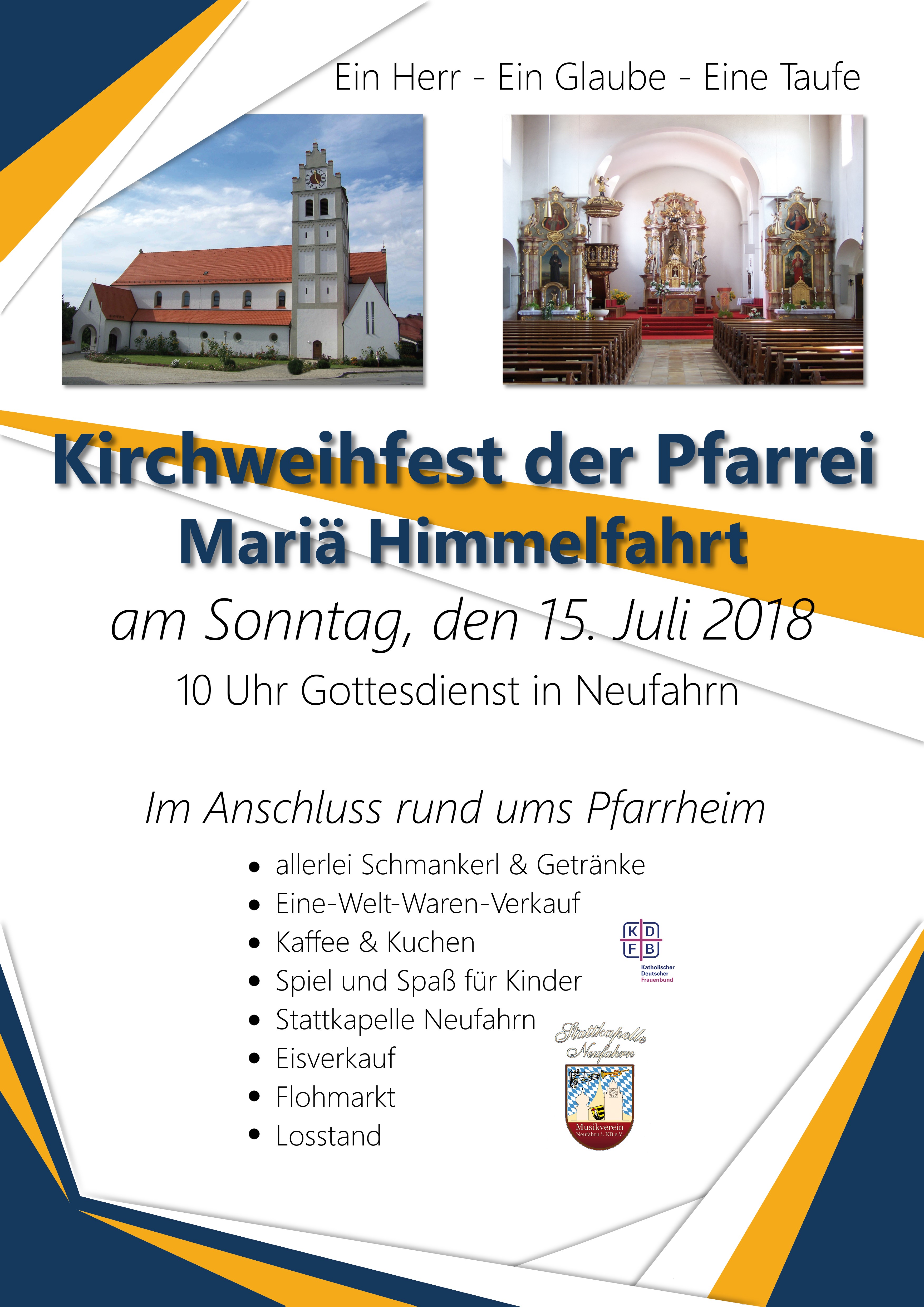 Herzliche Einladung zum Kirchweihfest am 15.7.2018